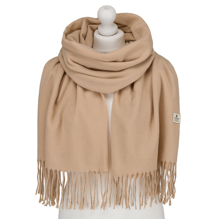 Beidseitiger Damen-Schal aus Polyester in Beige mit Fransen – Peterson
