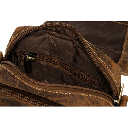 Kleine Herren Umhängetasche aus Leder mit Außentasche – Peterson