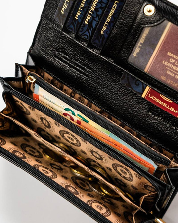 Damen Geldbörse in Rot-Schwarz mit Innentasche und Reißverschluss – Peterson