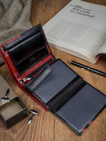 Faltbare vertikale Herren Geldbörse mit RFID aus Echtleder – Rovicky