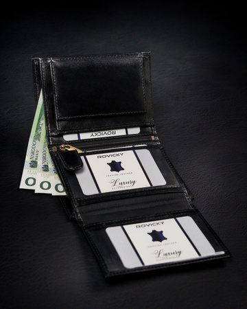 Voll ausgestattete Herren Geldbörse aus Glattleder mit RFID – Rovicky