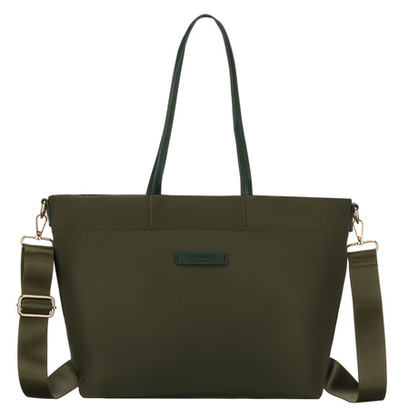 Grüne Damen-Shopper aus Nylon, ein Hauptfach mit abnehmbarem, verstellbarem Gürtel – Peterson