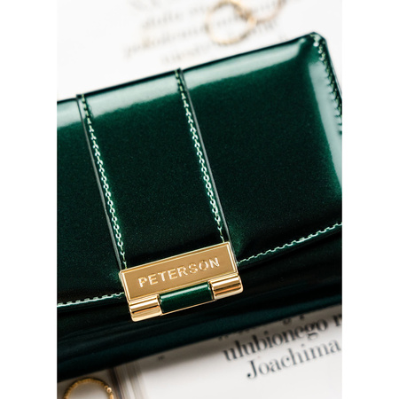 Damen-Geldbörse aus grünem, lackiertem Öko-Leder mit RFID-System – Peterson