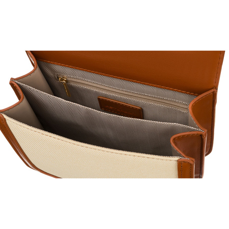 Damen-Umhängetasche in Ecru und Braun, zweifach unterteilt – Peterson