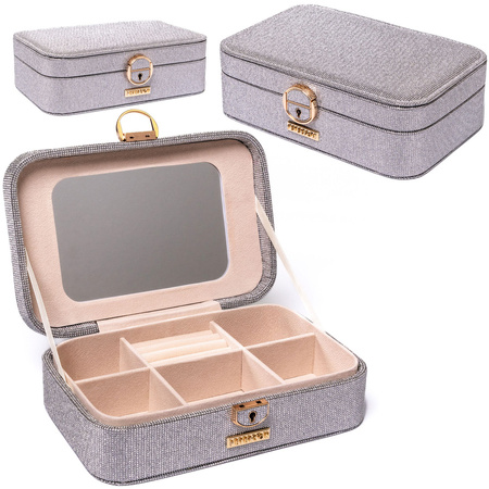 Graue, elegante Schmuckschatulle mit Schlüsselverschluss – Peterson