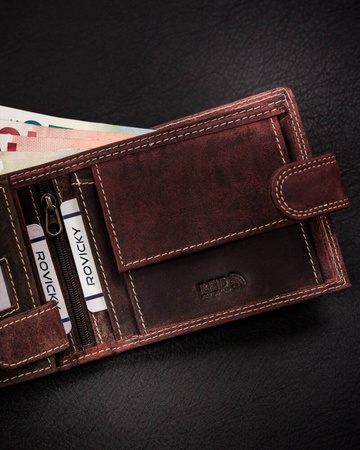 Große Herren Geldbörse aus echtem Leder mit Druckknopf – Always Wild