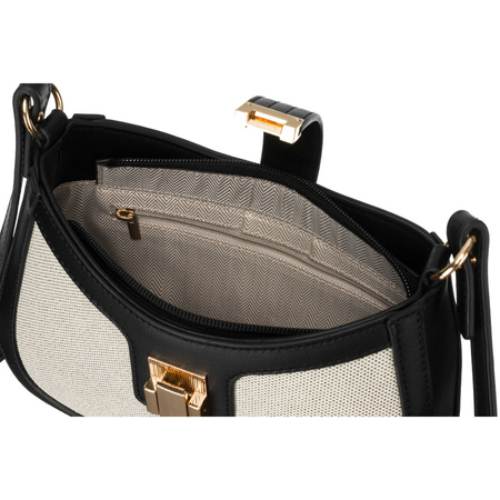 Damen Umhängetasche in Beige aus Echtleder und Canvas – Peterson