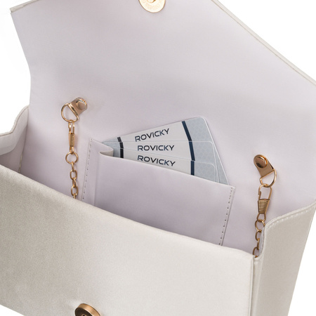 Weiße Damen-Clutch aus synthetischem Stoff mit Magnetverschluss – Rovicky