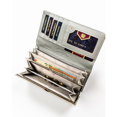 Elegante, mehrfarbige Damen Geldbörse aus Kunst- und Echtleder mit Druckknopf – Peterson