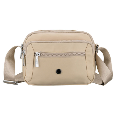 Damen-Handtasche aus Polyester in Hellbeige mit Reißverschluss - Peterson
