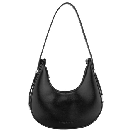 Schwarze Damen-Baguettetasche aus Kunstleder mit Reißverschluss – Peterson