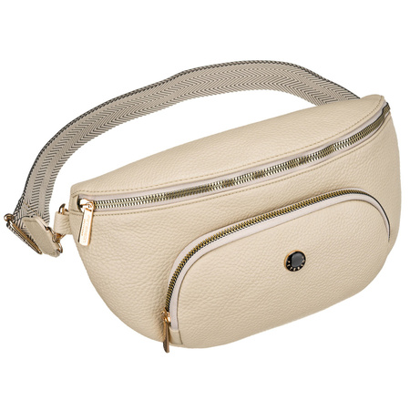 Peterson Damen-Bauchtasche aus Öko-Leder in Beige mit Reißverschluss