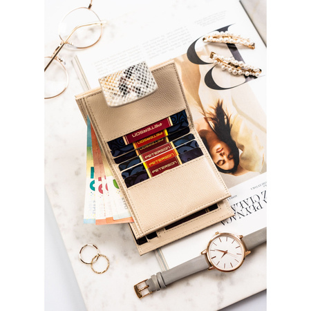 Damen Geldbörse aus echtem Leder mit Druckknopf- und Bügelverschluss – Peterson