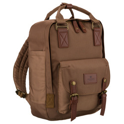 Damen-Rucksack aus Polyester und Öko-Leder in Braun, Ein-Kammer-Modell - Peterson