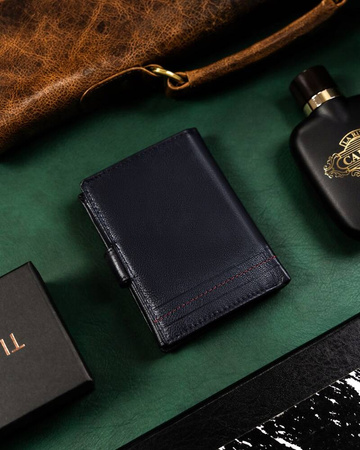 Klassische Herren Geldbörse aus Leder mit Druckknopf – Rovicky