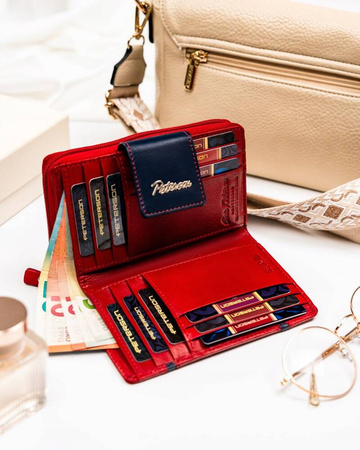 Elegante Damen Geldbörse aus Leder mit Druckknopf und Reißverschluss – Peterson