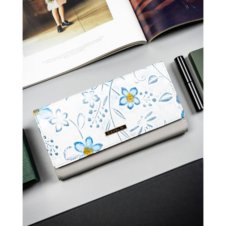 Damen-Geldbörse aus Leder mit Blumenmuster, passend für den Fahrzeugschein - 4U Cavaldi