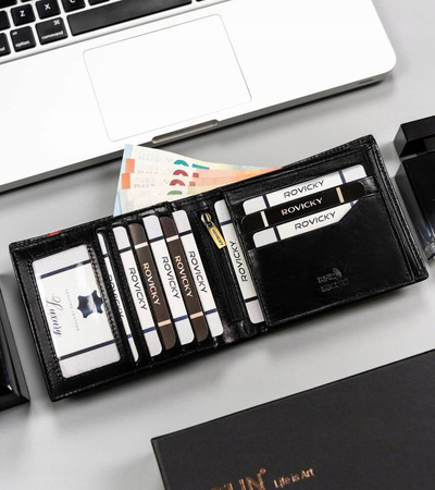 Große elegante Herren Geldbörse aus Echtleder – Rovicky