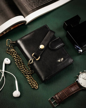 Mittelgroße Herren Geldbörse aus Leder mit Kette – Peterson
