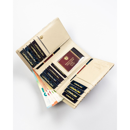 Damen Geldbörse mit Bügel- und Druckknopfverschluss aus echtem Leder mit Schlangenprägung – Peterson