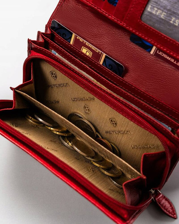 Große Damen Geldbörse aus Leder mit Druckknopf – Peterson