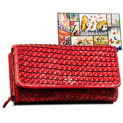 Rote Damen Geldbörse mit geometrischer Prägung – Rovicky