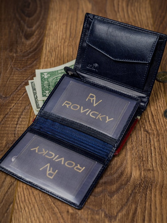 Zweifarbige Herren Geldbörse vertikal aus Echtleder – Rovicky