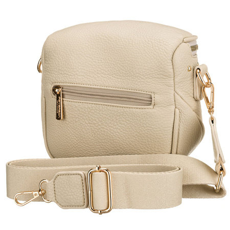 Beige Damen-Bauchtasche aus Öko-Leder, verziert mit Nieten – Peterson