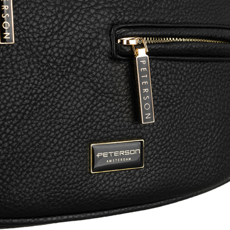 Schwarze Damen-Gürteltasche aus Öko-Leder mit Rücktasche – Peterson