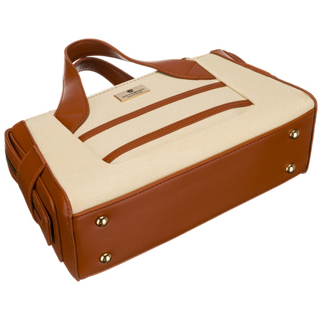 Elegante Damenhandtasche in Ecru und Braun aus synthetischem Material - Peterson