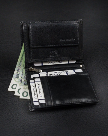 Große vertikale Herren Geldbörse aus glänzendem Echtleder ohne Verschluss – Rovicky