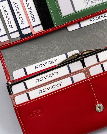 Elegante, längliche Damen Geldbörse mit Überschlag und Druckknopf – Cavaldi