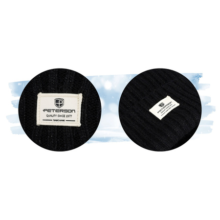 Schwarze Mütze mit Bommel für Winterlooks – Peterson