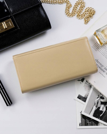 Damen Geldbörse aus Leder im Querformat mit Druckknopf – Rovicky