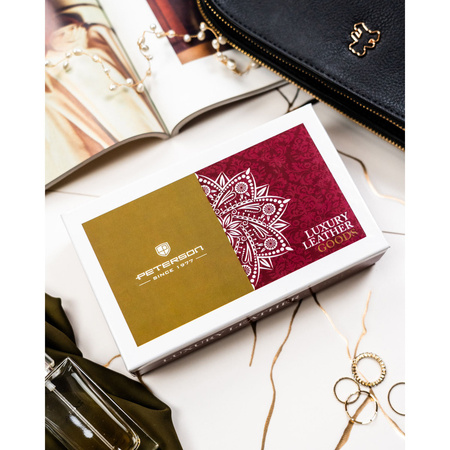 Kleine, rote Damen-Geldbörse aus echtem Leder mit RFID-System - Peterson