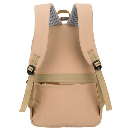 Beiger Schulrucksack aus Polyester mit Laptopfach, mit Reißverschluss geschlossen – Peterson