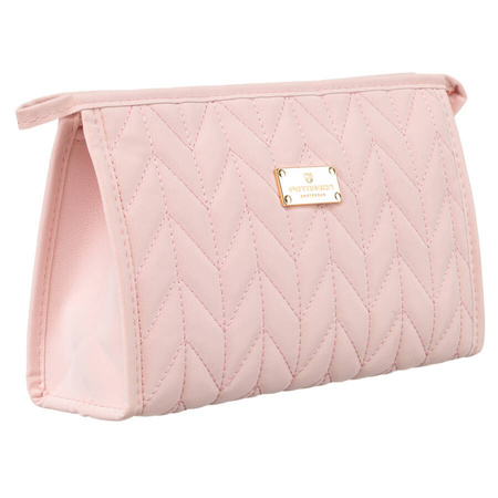 Rosa Damen Kosmetiktasche aus Öko-Leder mit Steppmuster – Peterson