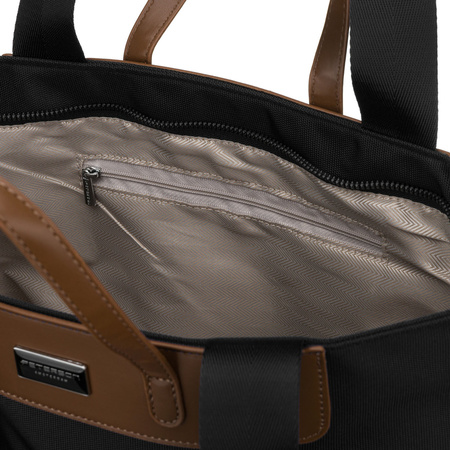 Große, schwarze Damen-Shopper-Tasche mit Griffen und abnehmbarem Gürtel - Peterson