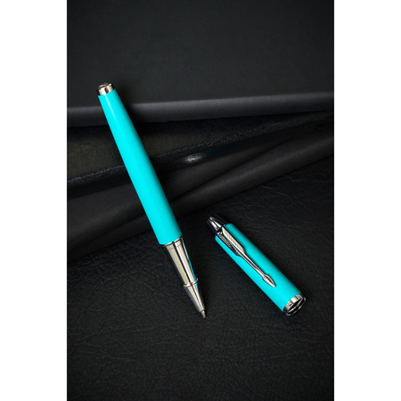 Metallkugelschreiber in Türkis-Silber mit schwarzer Mine - Peterson