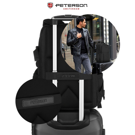 Reise-Rucksack aus Polyester in Schwarz mit Laptopfach - Peterson
