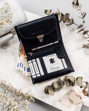 Kleine Damen Geldbörse aus Leder mit Druckknopf – Rovicky