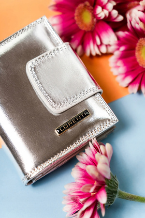 Stilvolle, kleine Damen Geldbörse aus Leder mit Bügel- und Druckknopf – Lorenti