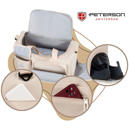 Sport-Reisetasche aus Polyester in Beige, mit zwei Fächern – Peterson