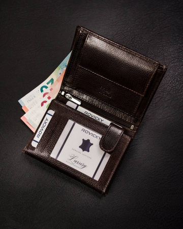 Herren Geldbörse aus echtem Leder im Hochformat ohne Verschluss – Rovicky