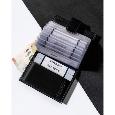 Elegantes Dokumentenetui in Schwarz aus Naturleder - Rovicky