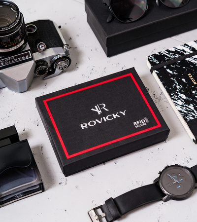 Elegante Herren Geldbörse mit rotem Akzent – Rovicky