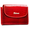 Horizontale, rote Damen-Geldbörse aus Öko-Leder mit Krokodil-Prägung – Peterson