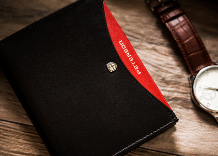 Herren Geldbörse Hochformat, Schwarz, Echtleder – Peterson