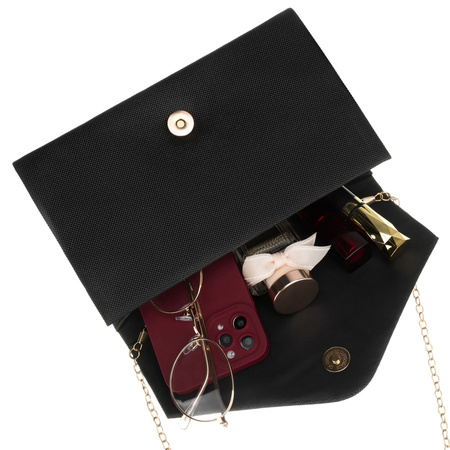 Schwarze, bestickte Damen-Clutch aus synthetischem Stoff - Rovicky