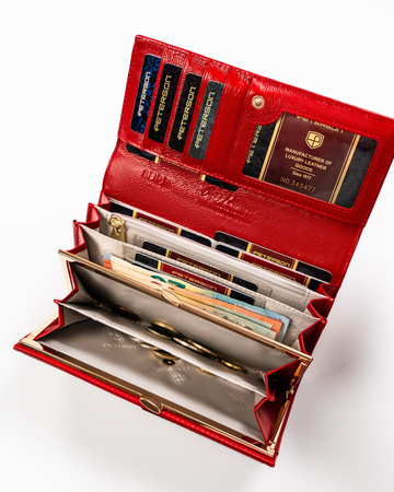 Große Damen Geldbörse aus Leder mit Druckknopf – Peterson